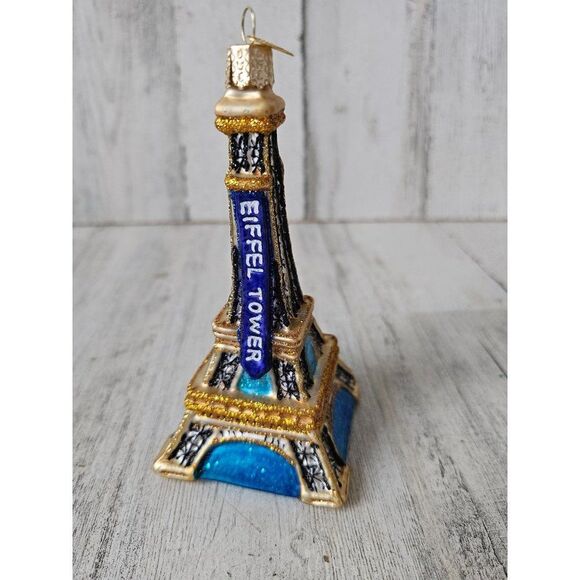 Owc Old world Eiffel Tower AS IS building statue glass ornament Xmas as is tree - Picture 1 of 11